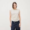 T-shirt ajust&eacute; sans manches ivoire femme