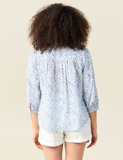Chemise à manches longues bleu femme