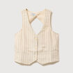 Gilet ajust&eacute; court sans manches col v jaune pastel femme