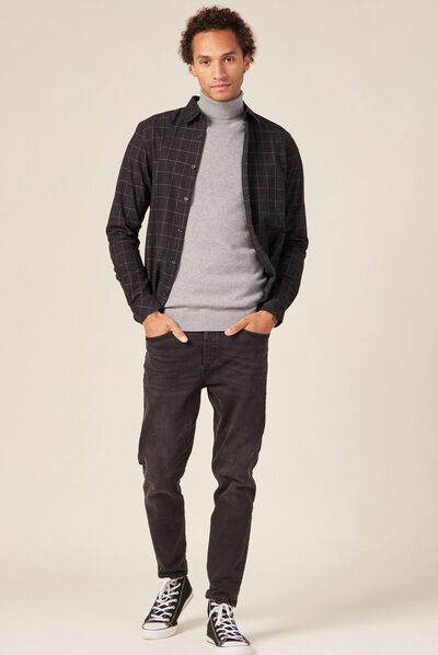 Chemise manches longues gris foncé homme