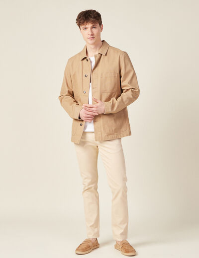 Pantalon chino slim beige homme