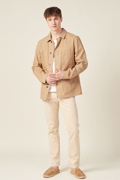 Pantalon chino slim beige homme