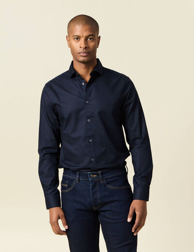 Chemise manches longues bleu marine homme