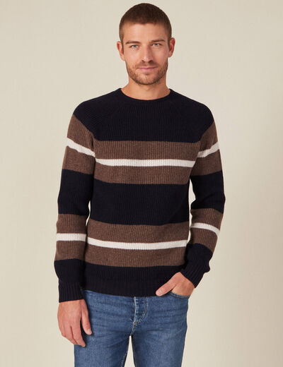 Pull manches longues fabriqué en France bleu marine homme