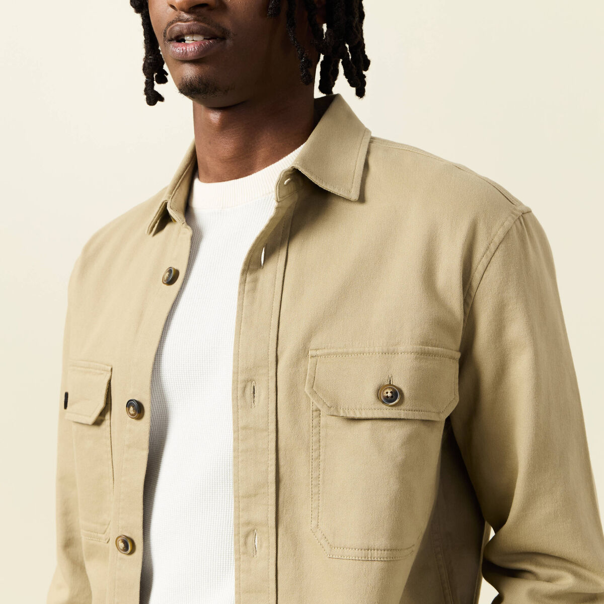 Surchemise manches longues taupe homme