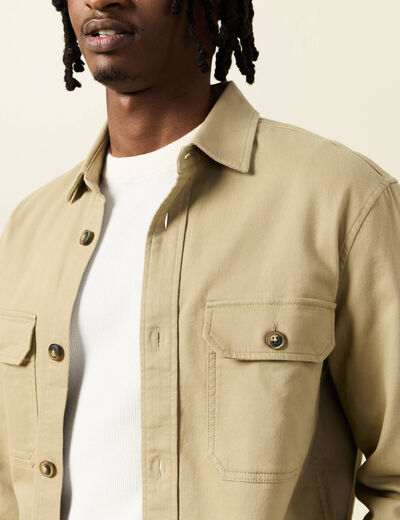 Surchemise manches longues taupe homme