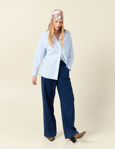 Chemise manches longues bleu ciel femme