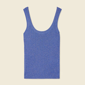 Débardeur tricot bretelles bleu electrique femme
