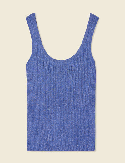 Débardeur tricot bretelles bleu electrique femme