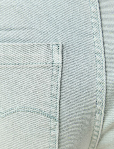 Jeans large cropped taille haute bleu gris femme