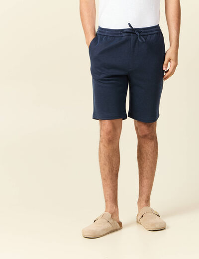 Bermuda droit élastiqué bleu foncé homme