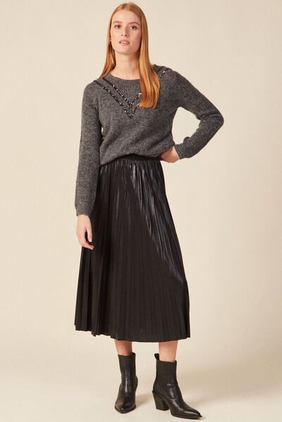Pull manches longues gris femme