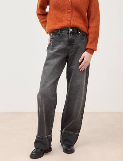 Jeans straight taille standard denim gris femme