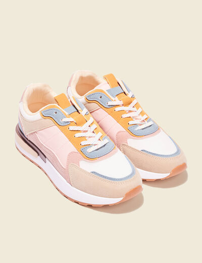 Baskets joggers à lacets rose poudrée femme
