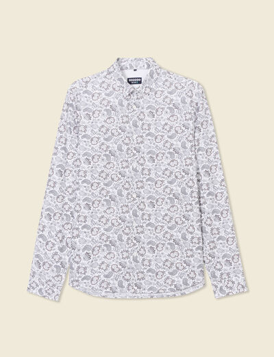Chemise en coton manches longues blanc homme