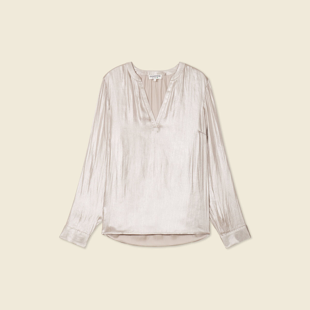Blouse manches longues irisée gris argent femme