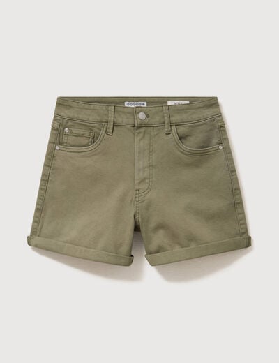 Short mom taille haute vert kaki femme