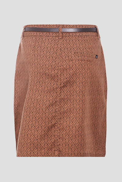 Jupe droite ceinturée camel femme