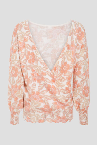 Pull manches longues rose femme