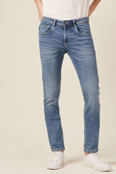 Jeans homme slim effet used denim double stone homme