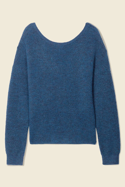 Pull manches longues bleu canard femme