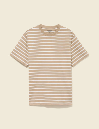T-shirt en coton manches courtes beige homme