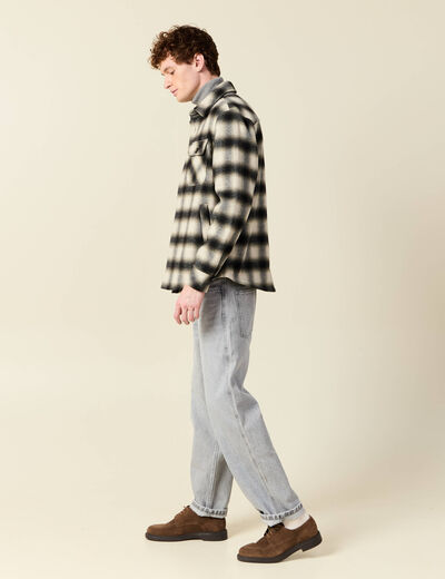 Surchemise oversize courte doublée vert kaki homme