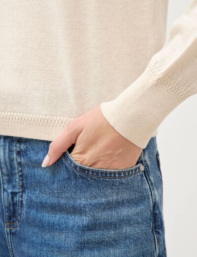 Pull manches longues creme femme