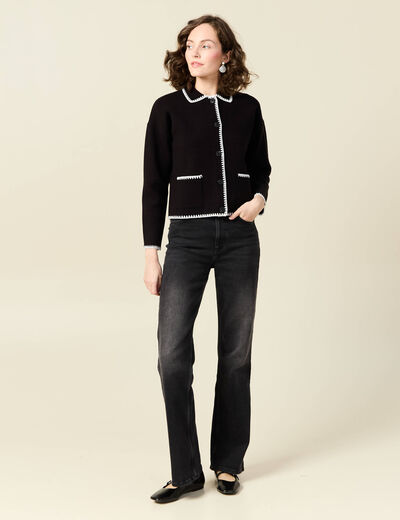 Gilet manches longues noir femme