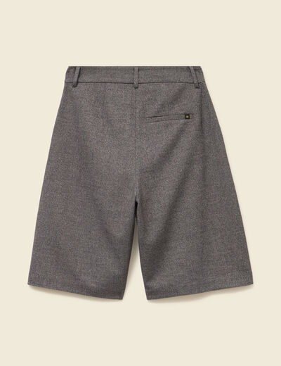 Bermuda large taille haute gris femme