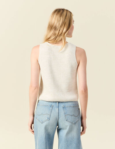 Débardeur tricot noué creme femme