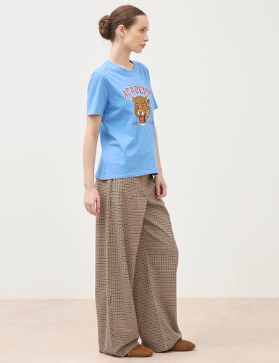 T-shirt droit col rond manches courtes bleu clair femme