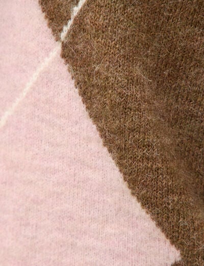 Pull droit manches longues bardot marron femme