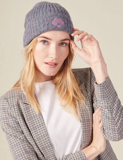 Bonnet tricoté fabriqué en France gris foncé femme