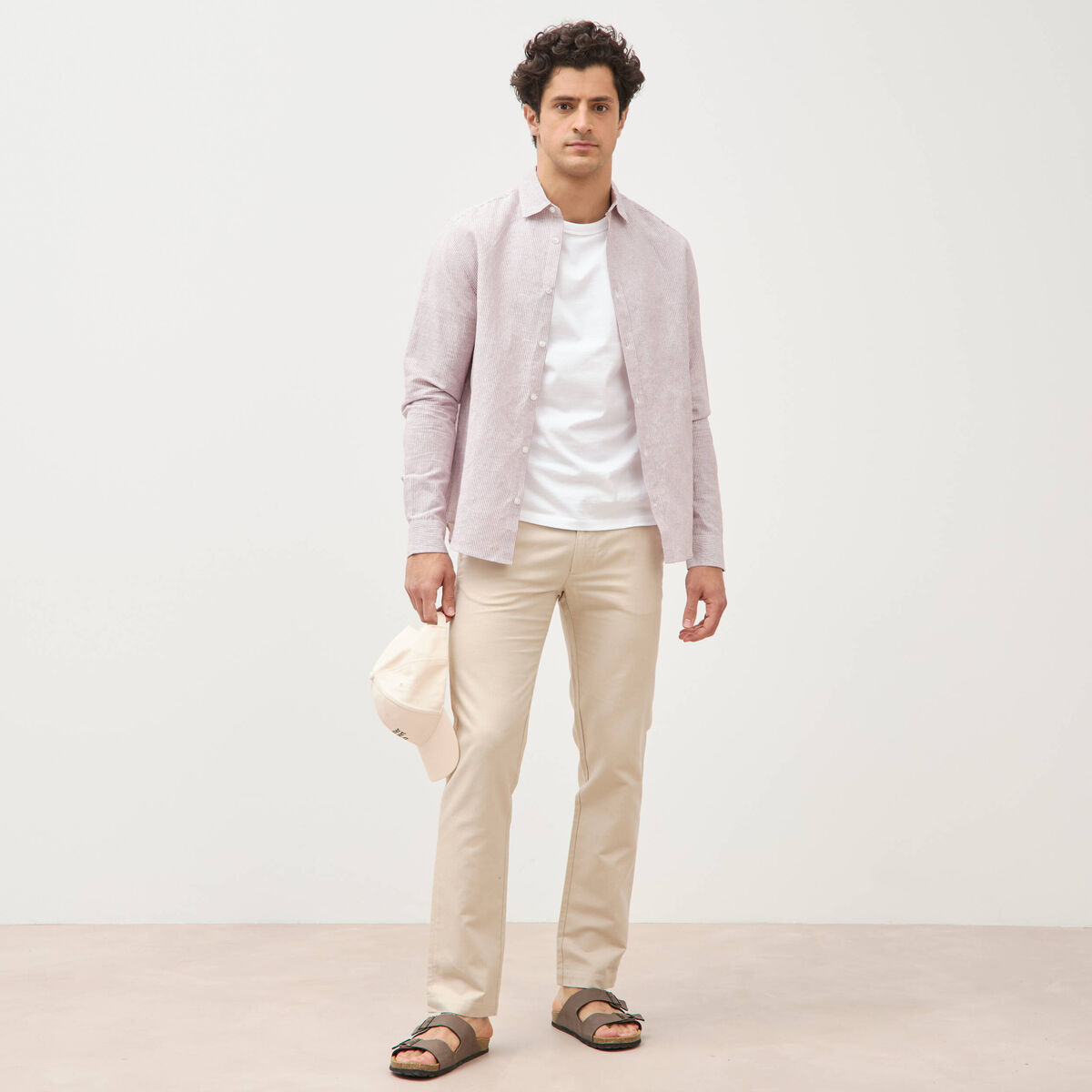 Chemise manches longues vieux rose homme