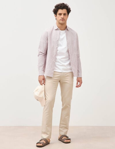 Chemise manches longues vieux rose homme