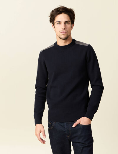Pull manches longues bleu marine homme