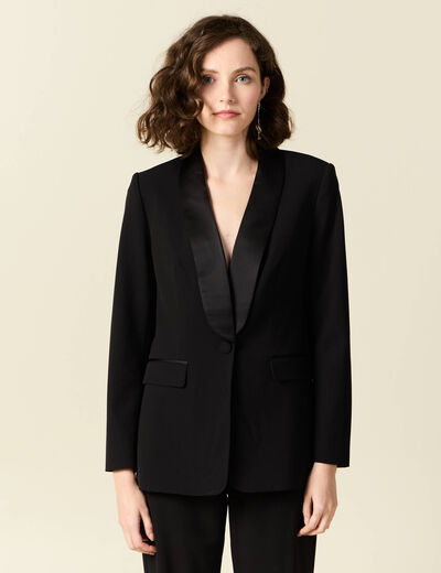 Blazer col châle noir femme