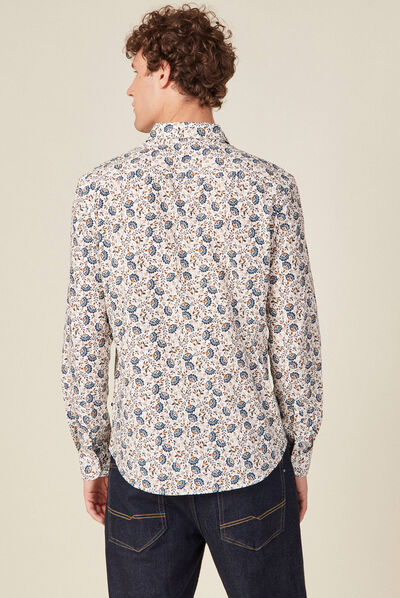 Chemise à manches longues beige homme