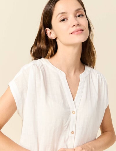 Chemise manches courtes ecru femme
