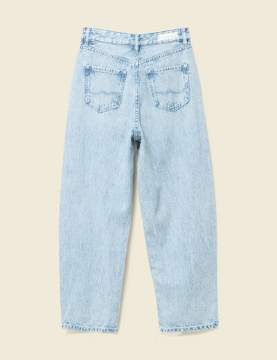 Jeans slouchy taille haute en coton denim bleach femme