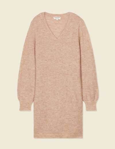 Robe pull droite taupe femme