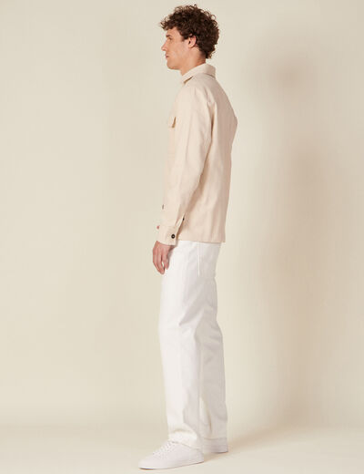 Surchemise manches longues beige homme