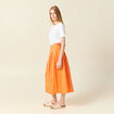 Jupe taille haute en coton orange femme