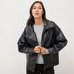 Blouson manches longues similicuir noir femme