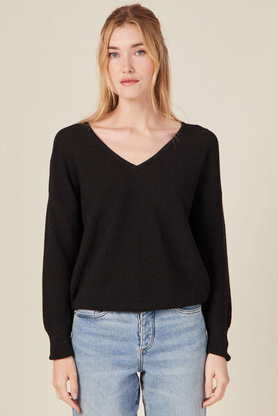 Pull éco-responsable noir femme