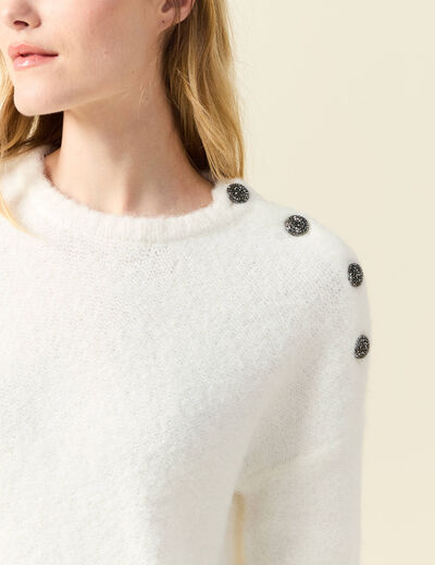 Pull manches longues ecru femme