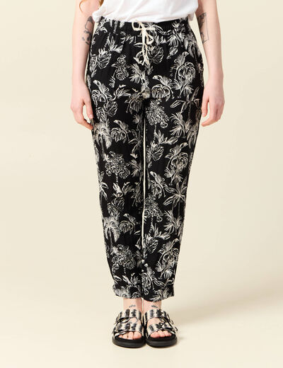 Pantalon carotte fluide noir femme