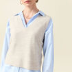 Pull sans manches col en V creme femme