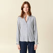 Chemise cintr&eacute;e col montant brod&eacute;e blanc femme